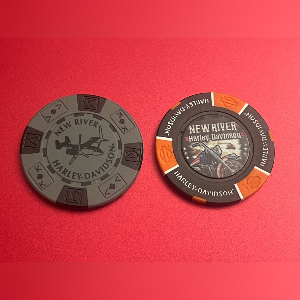 Lot of 2 New River Harley- Davidson Motorcycles Jacksonville,NC Poker Chips